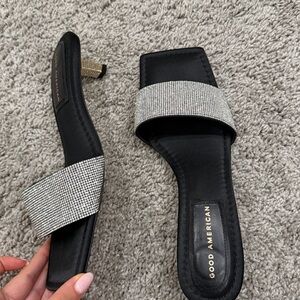 Good American Black and Silver Women's Sandals & dustbag